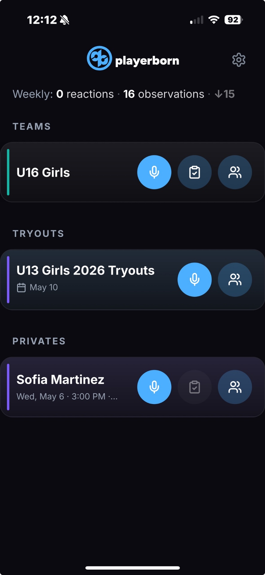 Coach Dashboard / Command Center — coach-facing home screen.